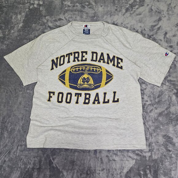 Vintage Notre Dame Football Shirt Champion Tag Men's Medium Gray - Picture 1 of 7